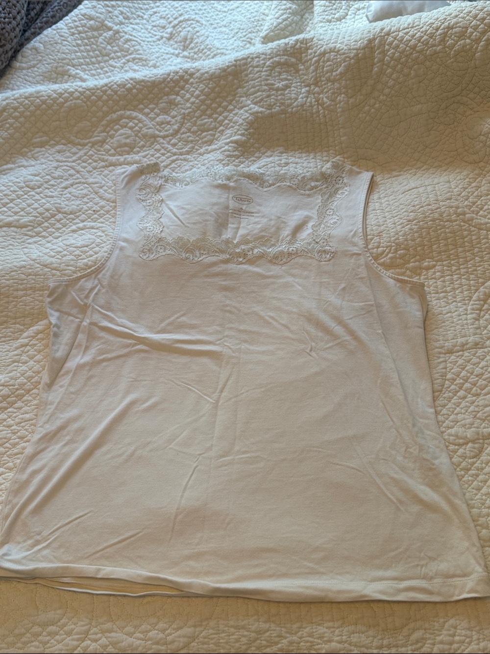 Talbots Cream off white Lace-Trim Cotton square neck Camisole xl